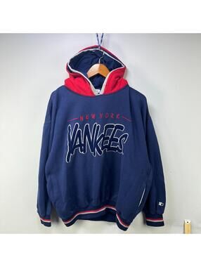 Vintage 90s Starter New York Yankees Double Hood Hoodie XL